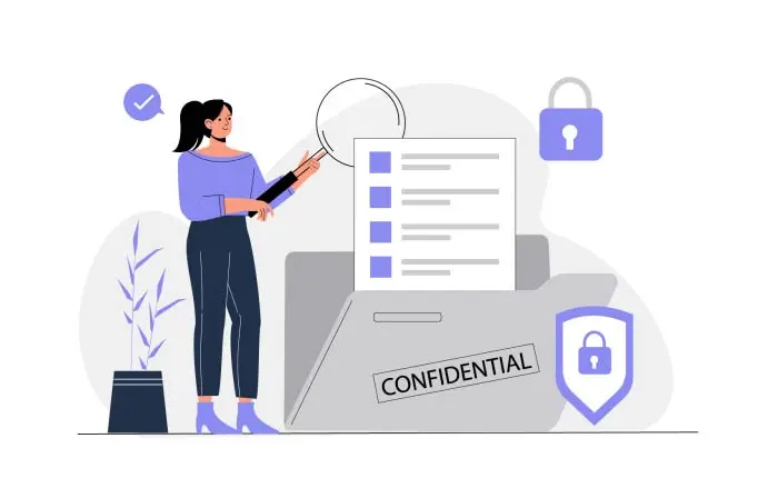 Vector Stock Illustration of a Girl with a Confidential Digital Folder